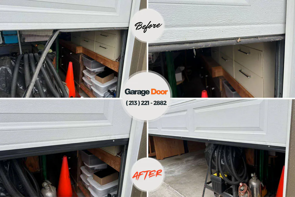 Before and after: garage door repair Marion, MT